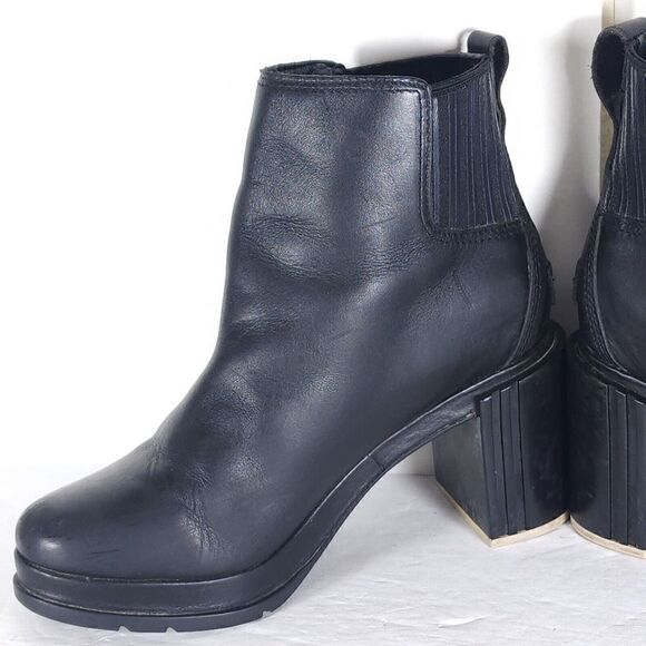 Sorel Women's Margot US 8 Black Leather Waterproof Pull On Ankle Chelsea Boots - Picture 10 of 15